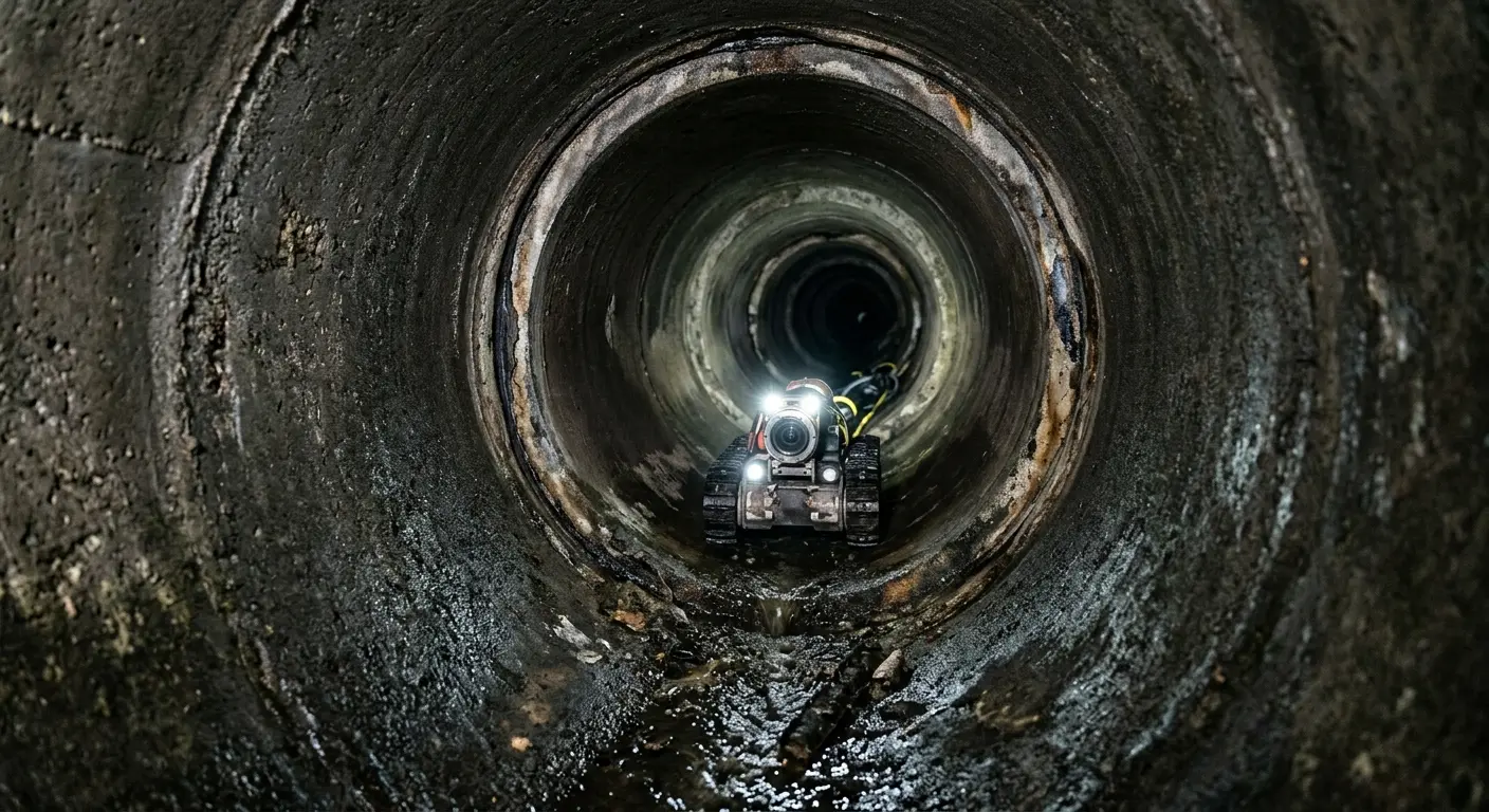 Robotic sewer camera inspecting pipe interior for Drain Snake Service in Carpentersville